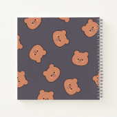 Carnet Cute Brown Teddy Bear Face Pattern Dark Blue (Dos)