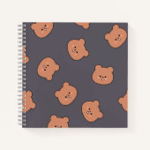 Carnet Cute Brown Teddy Bear Face Pattern Dark Blue (Devant)