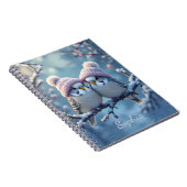 Carnet Cute budgies with bobble hats on a branch (Côté Droit)