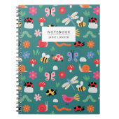 Carnet Cute Bug Pattern Notebook in Teal (Devant)