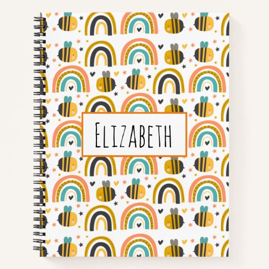 Carnet Cute Bumble Bee et Rainbows Motif (Devant)
