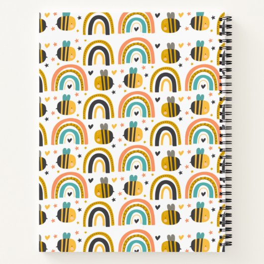 Carnet Cute Bumble Bee et Rainbows Motif (Dos)