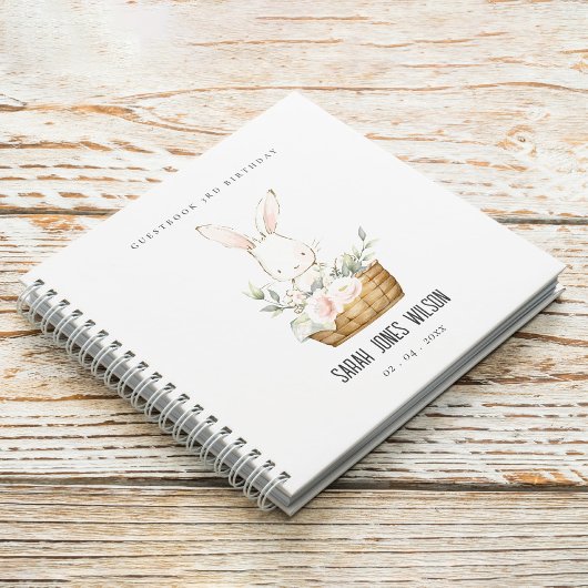 Carnet Cute Bunny Floral Panier Anniversaire de enfant Li