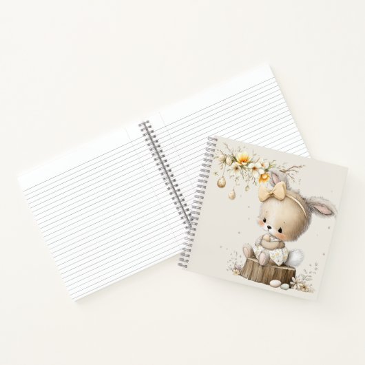 Carnet cute bunny with Easter eggs in a flower meadow (Intérieur)