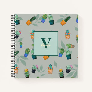 Carnet Cute Cactus Motif de fleurs vertes