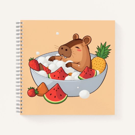 Carnet Cute Capybara Fruit Bath Spa Day Kawaii Animal Ill (Devant)