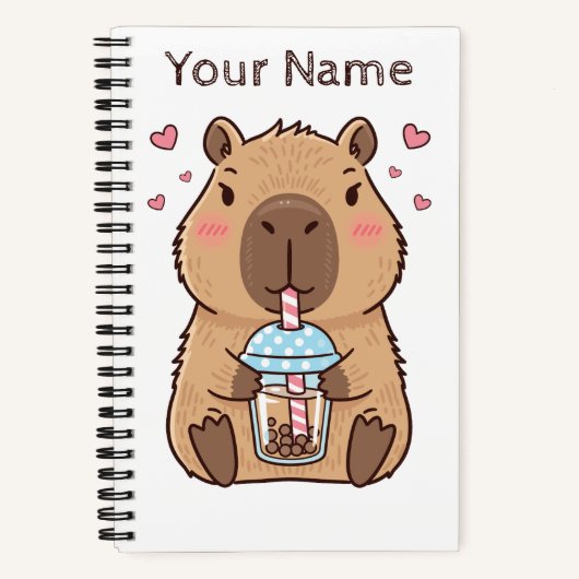 Carnet Cute Capybara Siroter Du Boba Tea (Recto)