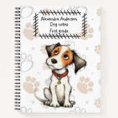 Carnet Cute Cartoon Jack Russell Empreinte de patte chiot (Devant)