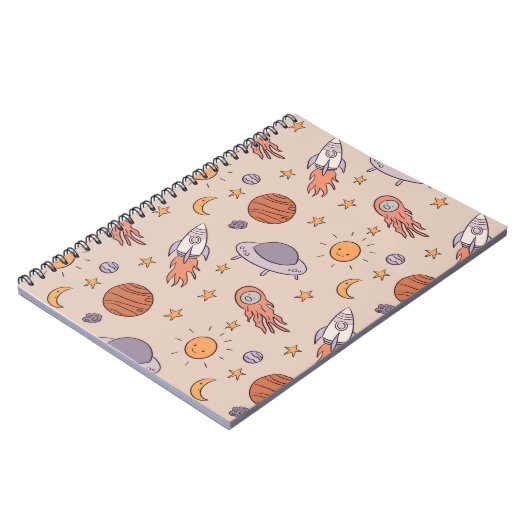Carnet Cute Cartoon Outer Space Seamless Pattern Design (Côté gauche)