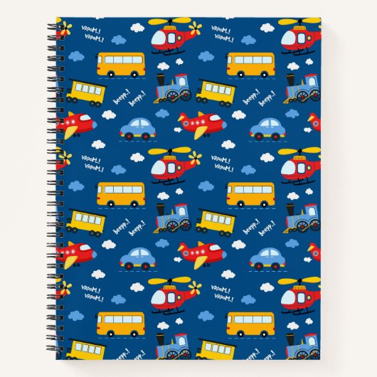 Carnet Cute Cartoon Vehicles Pattern (Devant)