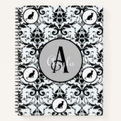 Carnet Cute Cat Damask Pois personnalisés (Devant)