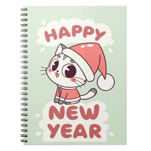 Carnet cute cat happy new year notebook (Devant)