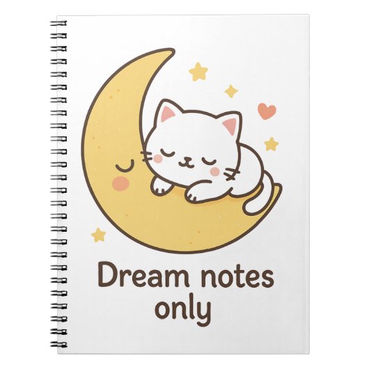 Carnet Cute Cat Moon - "Dream Notes Only" (Devant)