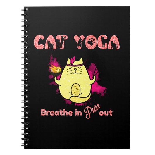 Carnet Cute Cat Yoga - "Respirer, Purr Out" (Devant)