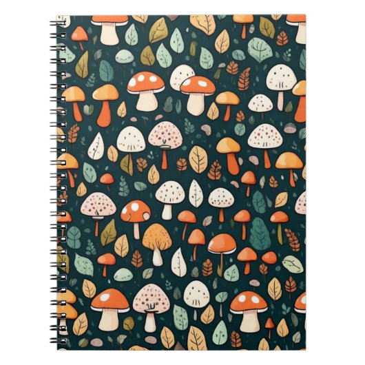 Carnet Cute champignons feuille cottage design (Devant)
