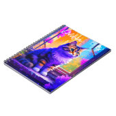Carnet Cute chat assis dans la fenêtre Ai Art (Côté gauche)