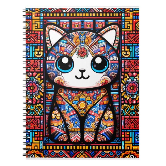 Carnet Cute Chat avec charme Motif traditionnel (Devant)