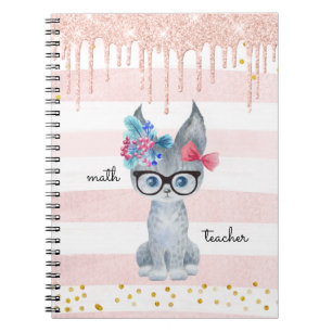 Carnet Cute Chat avec lunettes Math Ordinateur portable e
