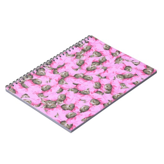 Carnet Cute Chat dans un Motif Casquette rose Random (Côté gauche)