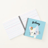 Carnet Cute Chat et Fleurs Dotty Personnalisé (Intérieur)