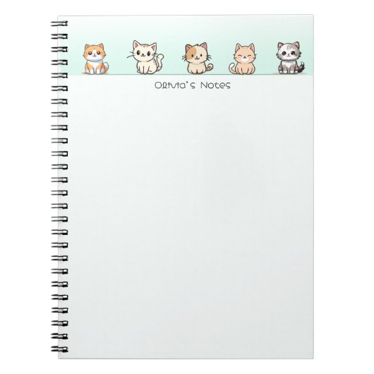Carnet Cute Chat Kitten dégradé coloré Personnalisé (Devant)