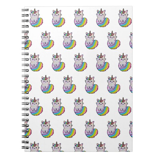 Carnet Cute chat licorne arc-en-ciel (Devant)