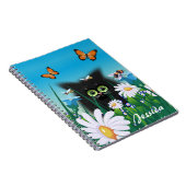 Carnet Cute chat noir Kitten avec marguerites Personnalis (Côté Droit)