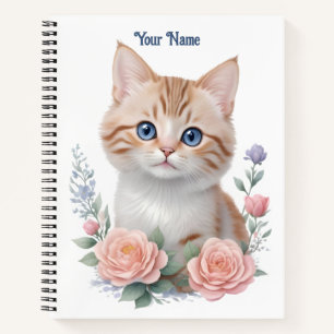 Carnet Cute Chat Rose Floral