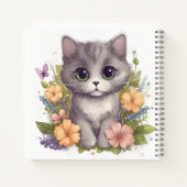 Carnet Cute chaton gris avec fleurs de printemps (Dos)