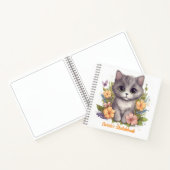 Carnet Cute chaton gris avec fleurs de printemps (Intérieur)