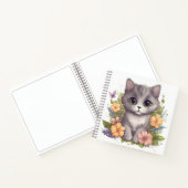 Carnet Cute chaton gris avec fleurs de printemps (Intérieur)