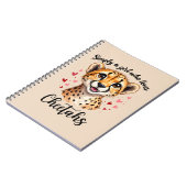 Carnet Cute Cheetah Lover Faune Art avec accents de coeur (Côté gauche)