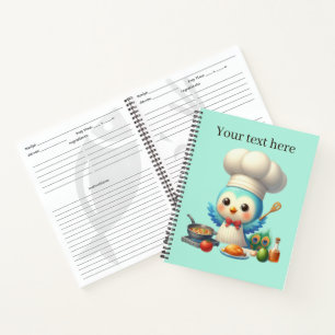 Carnet Cute chef oiseau amoureux recette