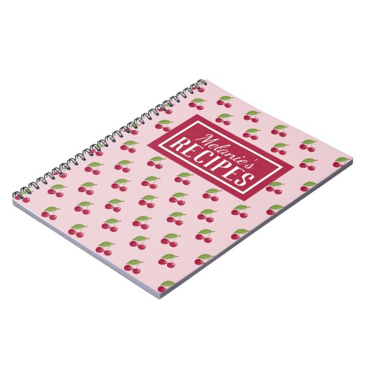 Carnet Cute Cherry Pattern Personalised Recipe (Côté gauche)