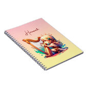 Carnet Cute Chibi Fille Jouer De La Harpe Personnalisée (Côté Droit)