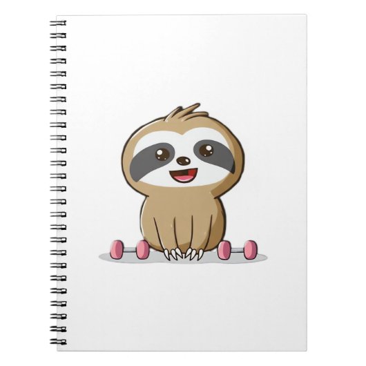 Carnet Cute Chibi Sloth Exercice � Funny Kawaii Gym Anima (Devant)