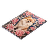 Carnet Cute Chien Poméranien Rose Floral (Côté gauche)
