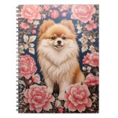 Carnet Cute Chien Poméranien Rose Floral (Devant)