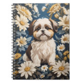 Carnet Cute Chih Tzu Chien Blanc Fleurs De Faisée (Devant)