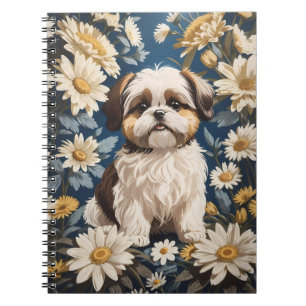 Carnet Cute Chih Tzu Chien Blanc Fleurs De Faisée