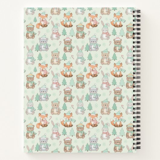 Carnet Cute Christmas Animals Seamless Pattern (Dos)