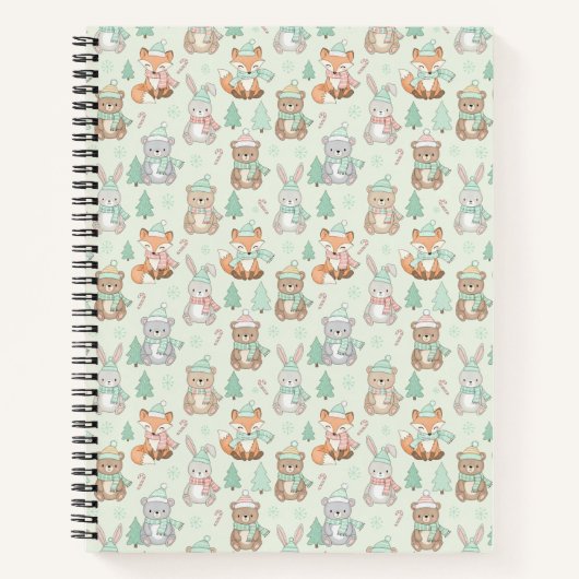 Carnet Cute Christmas Animals Seamless Pattern (Devant)