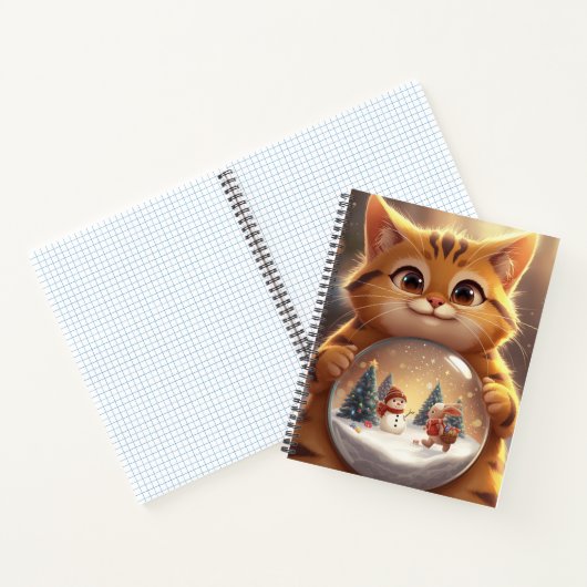 Carnet Cute Christmas Cat Snow Globe Notebook (Intérieur)