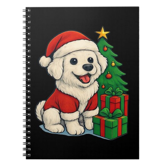 Carnet Cute Christmas Dog, Santa Hat Dog, With Christmas (Devant)