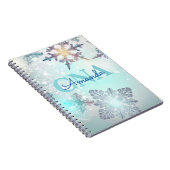 Carnet Cute CNA Ice Blue Snowflake Nom personnalisé (Côté Droit)