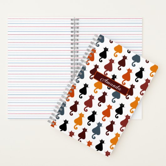Carnet Cute Colorful Cat Pattern Personalized (À l'intérieur)