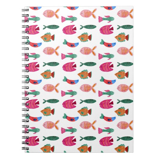 Carnet Cute Colorful Tiny Fish Drawing Seamless Pattern (Devant)