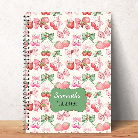 Carnet Cute Coquette aesthetic girly strawberry pattern