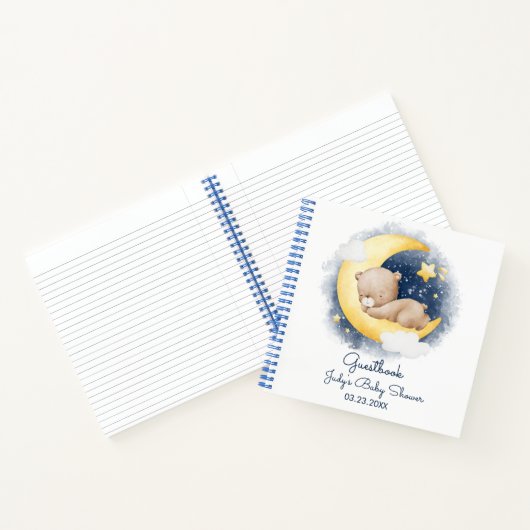 Carnet Cute Crescent Moon Teddy Bear Baby shower (Intérieur)