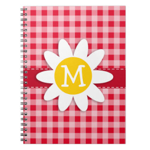 Carnet Cute Daisy sur Retro Scarlet Red En vichy Motif